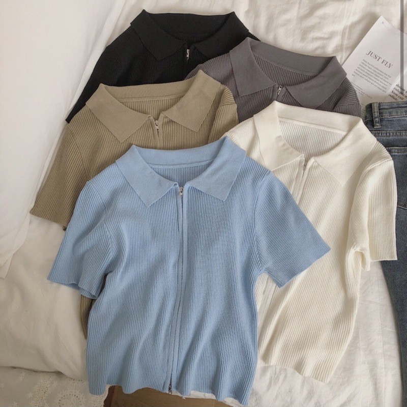 áo polo khoá 2 đầu