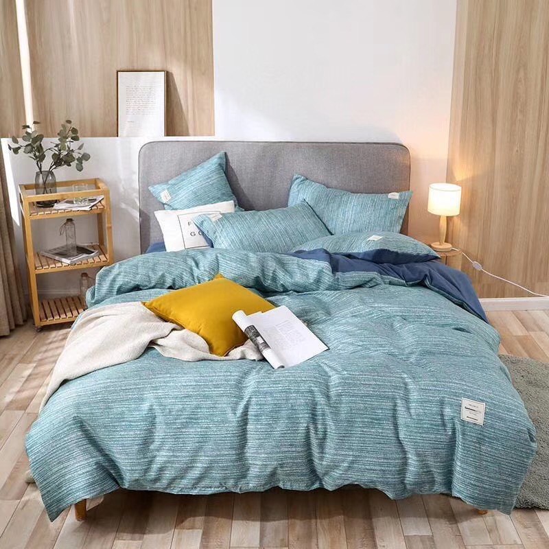 Bộ 4 Món Chăn Ga Gối Cotton TiCi Xước Cao Cấp Màu XANH BIỂN NHẠT rất sang trọng trungvbhp_shopalot2