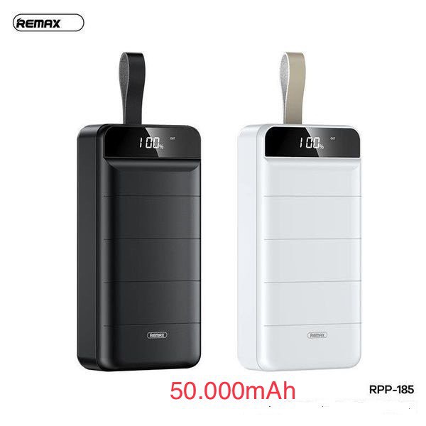 Pin Sạc Dự Phòng Remax RPP-185 50.000mAh, lõi Li-polymer, 3 Cổng Input DC5V - 2.0A , 3 Cổng output 2.1A