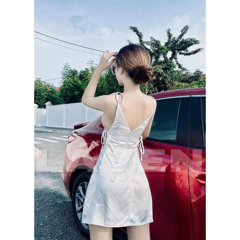 Đầm body hai dây buộc nơ vai dễ thương
