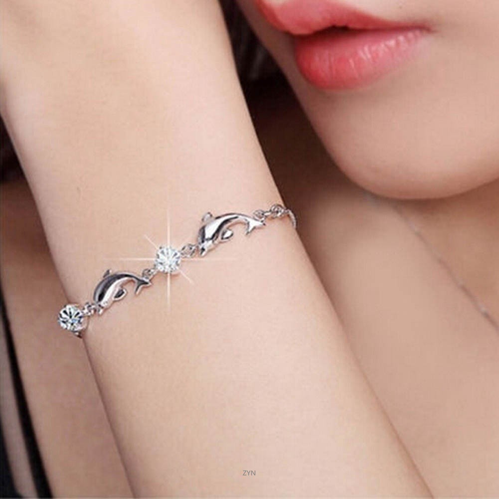 (MớI) Vòng Tay HợP Kim HìNh Cá Heo ĐíNh Đá Xinh Xắ