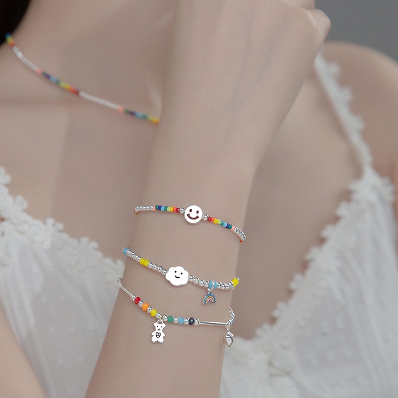 Vòng Đeo Tay Dạng Chuỗi Hạt Hình Mặt Cười/Đám Mây/Gấu Dễ Thương