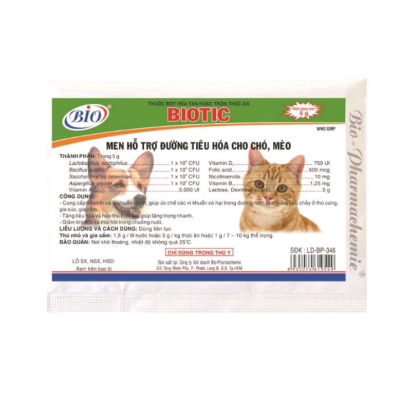 Bio Biotic Men Hỗ Trợ Tiêu Hóa Cho Chó Mèo, cung cấp vitamin và vi khuẩn có lợi, gây thèm ăn, phòng ngừa viêm ruột