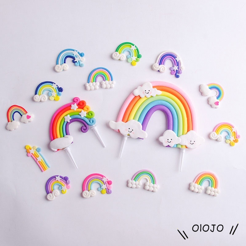 Phụ Kiện Trang Trí Bánh Kem Hình Cầu Vồng Xinh Xắn
