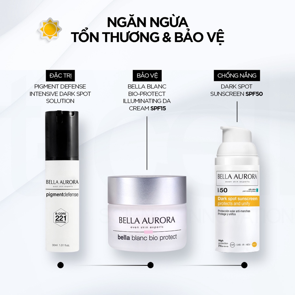 Kem Chống Nắng Cho Da Thường Đến Khô Bella Aurora Dark Spot Sunscreen SPF50+. Normal-Dry Skin (50ml)