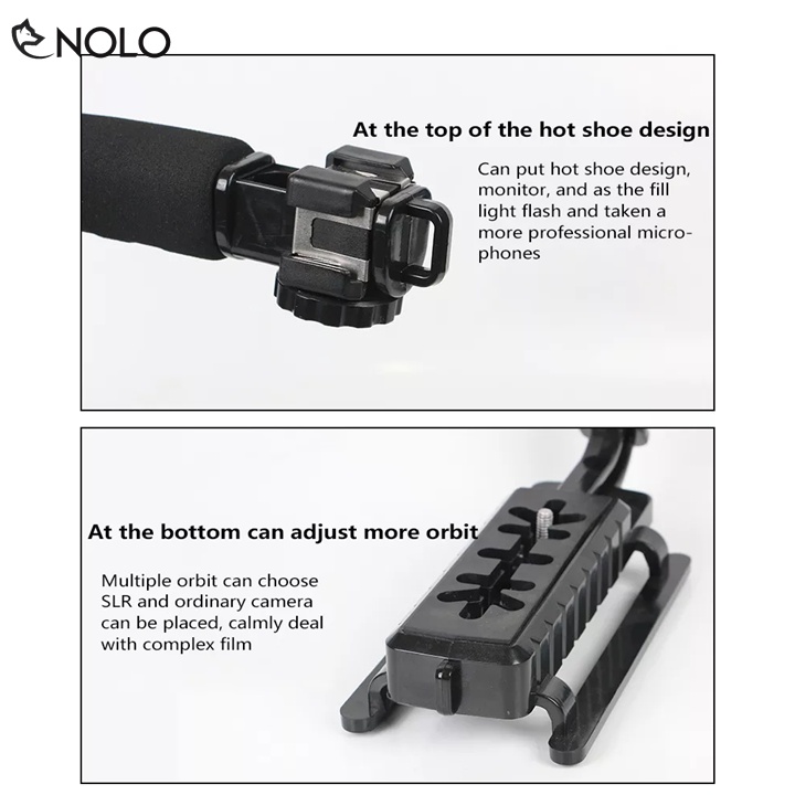 Tay Cầm Chống Rung Gimbal Chữ C Model AY49U Cho Máy Quay Phim Điện Thoại Máy Ảnh Đèn Trợ Sáng Đi Kèm Nhiều Phụ Kiện