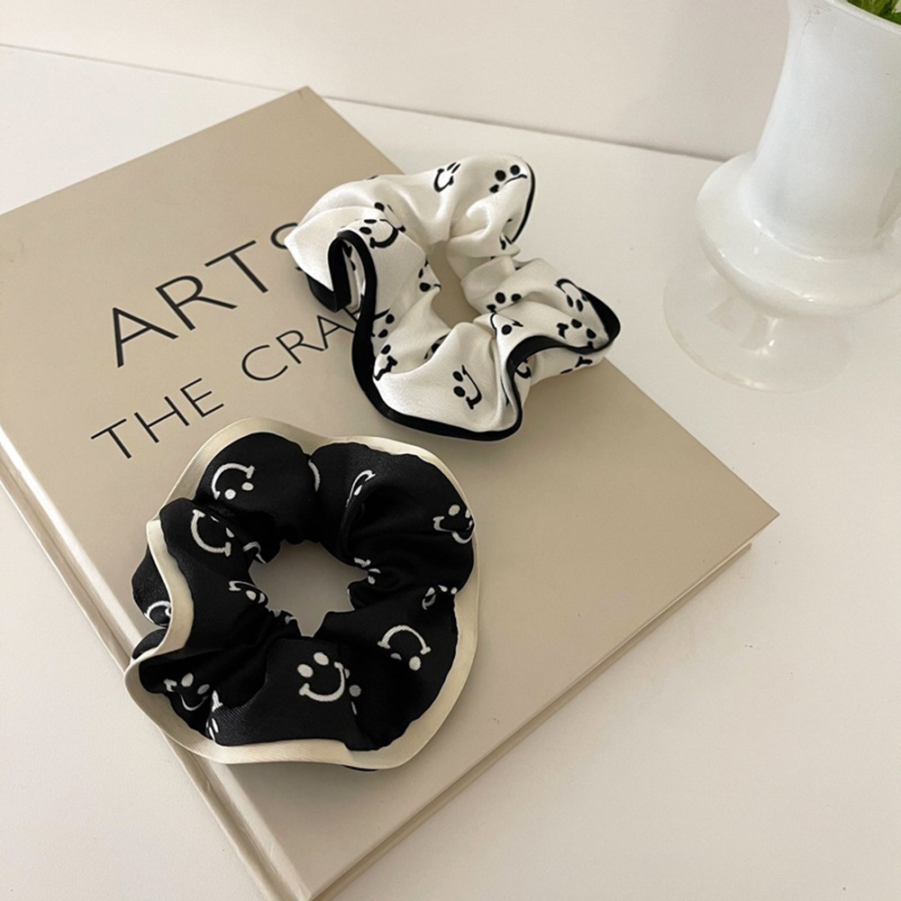 [Hàng Mới Về] Dây Cột Tóc Hình Mặt Cười Đơn Giản Thanh Lịch