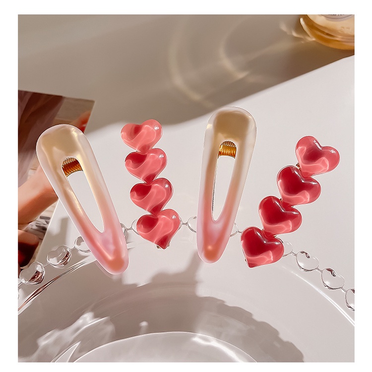 Kẹp Tóc Mái Hình Trái Tim Màu Hồng Dễ Thương Phong Cách Hàn Quốc Cho Nữ