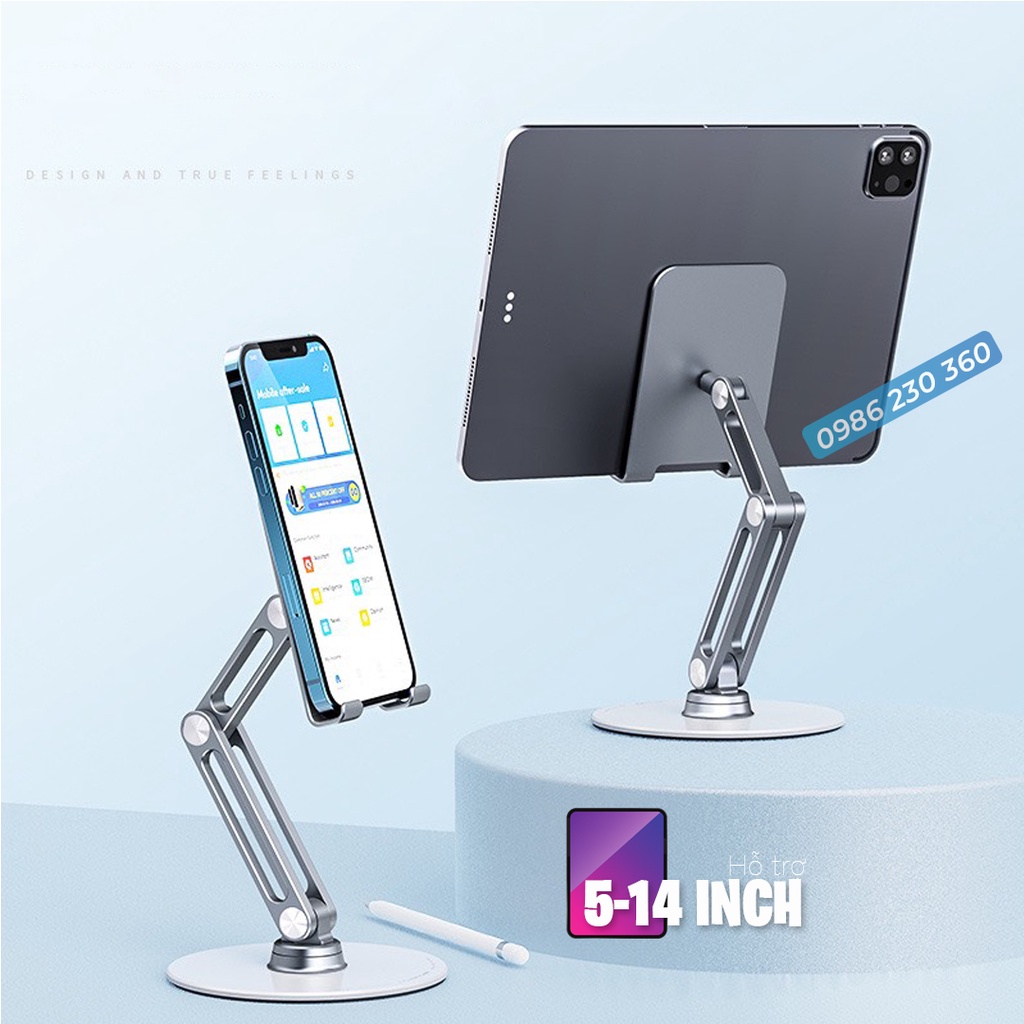 L08 | Giá Đỡ Tablte, Ipad, Iphone - Chất Liệu Hợp Kim Nhôm Sang Trọng , Chân Đế Xoay 360 độ, Nâng Hạ Độ Cao Tiện Lợi.