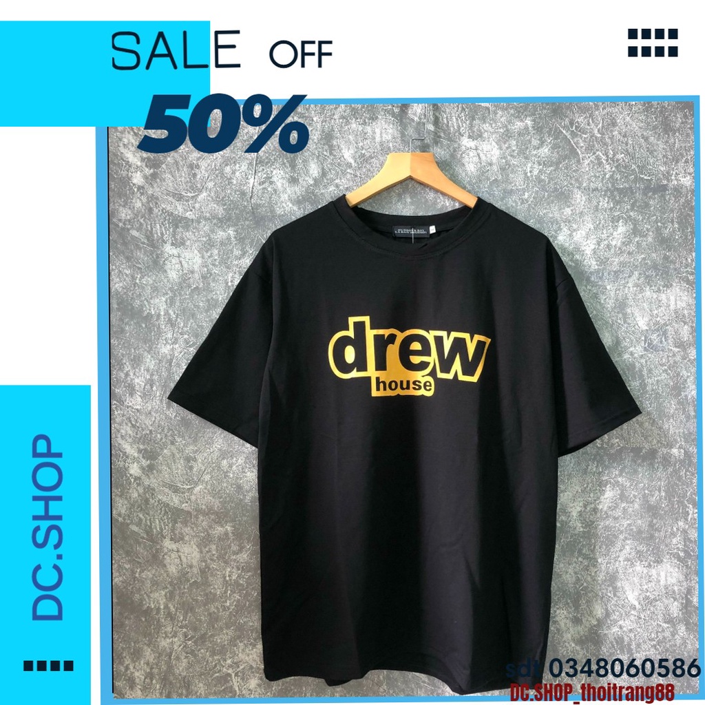 áo thun tay lỡ Drew House Mặt cười , , Áo thun unisex nam nữ form rộng oversize chất liệu Cotton