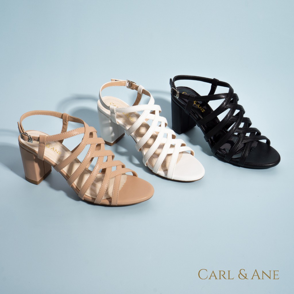 Carl & Ane - Sandal cao gót nữ kiểu dáng chiến binh thời trang màu kem _ CS001