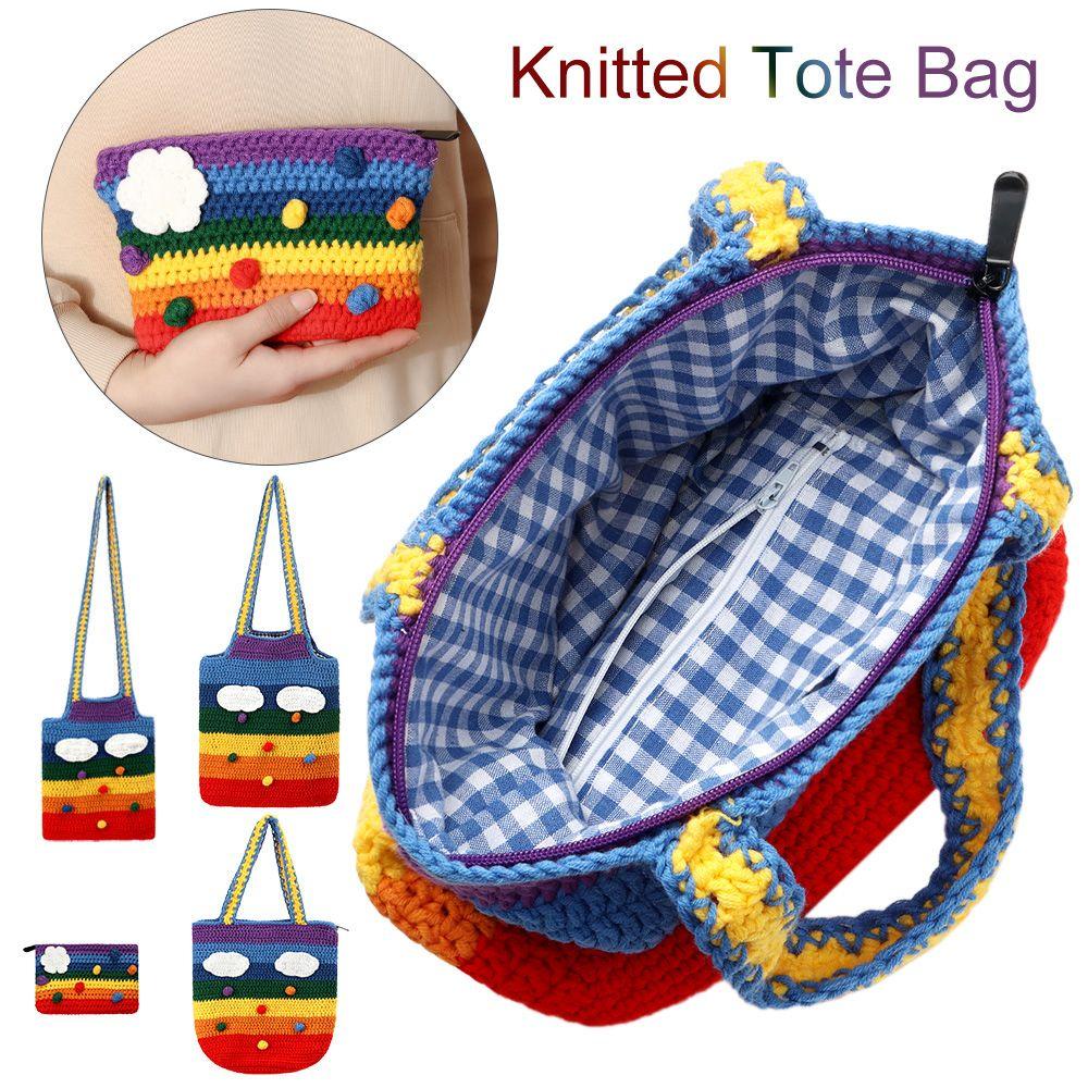 UUMIR Túi Đeo Vai Đan Len Màu Cầu Vồng Thời Trang Cho Nữ