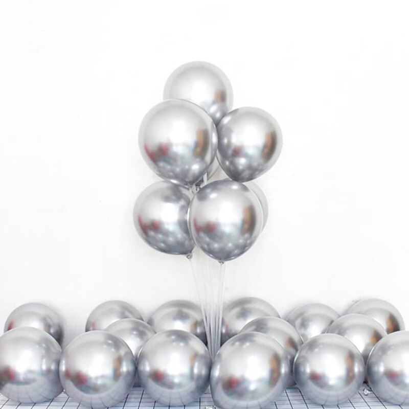 Gói 10 Bong Bóng 12-inch Bằng latex Mạ Crom Ánh Kim Loại Vàng Bạc Sáng Bóng Dùng Trang Trí Tiệc Cưới / Sinh Nhật / Sự Kiện