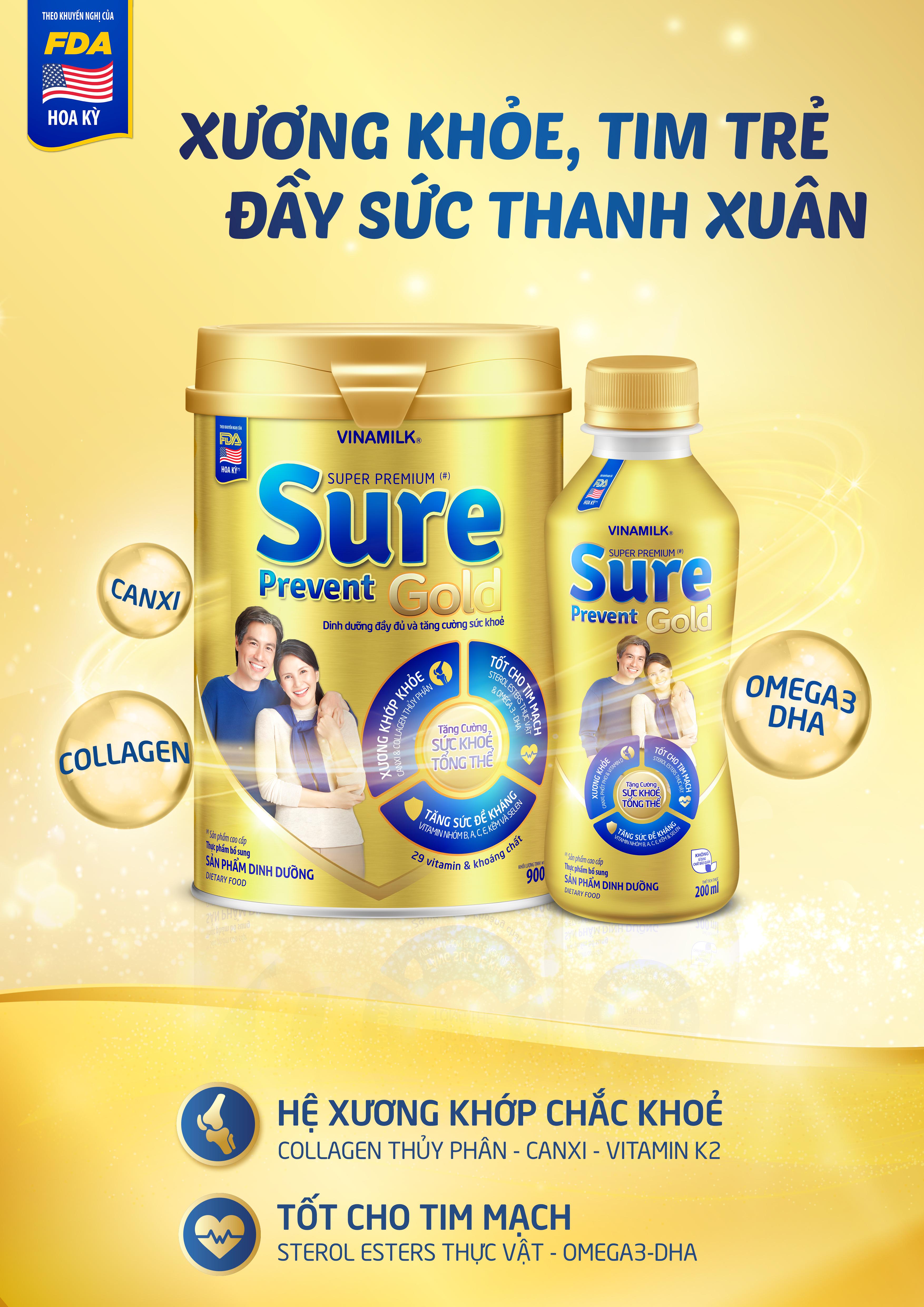 Sữa Bột Pha Sẵn Vinamilk Sure Prevent Gold - Hộp 6 Chai x 200ml