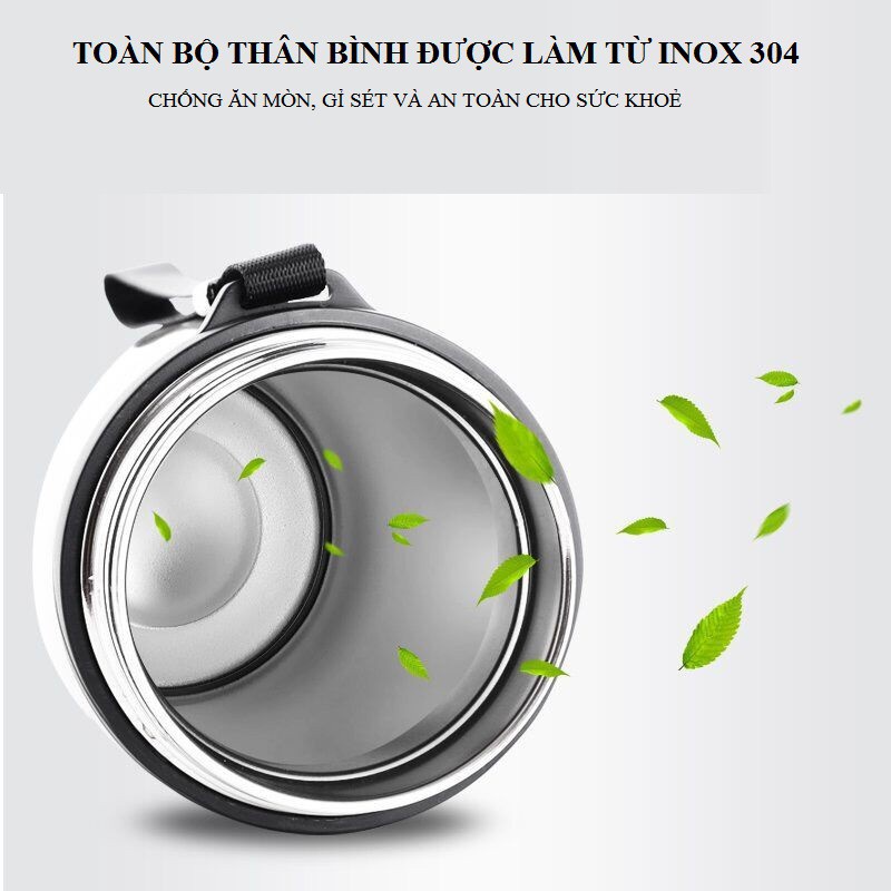 Bình giữ nhiệt inox 304 cao cấp 800ml dung tích lớn có tay cầm không bị rò rỉ