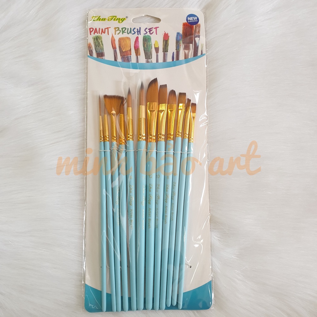 BỘ 12 CÂY CỌ VẼ MÀU NƯỚC, ACRYLIC, SƠN DẦU KEEP SMILING / CỌ THÂN PASTEL (CHỌN BỘ)