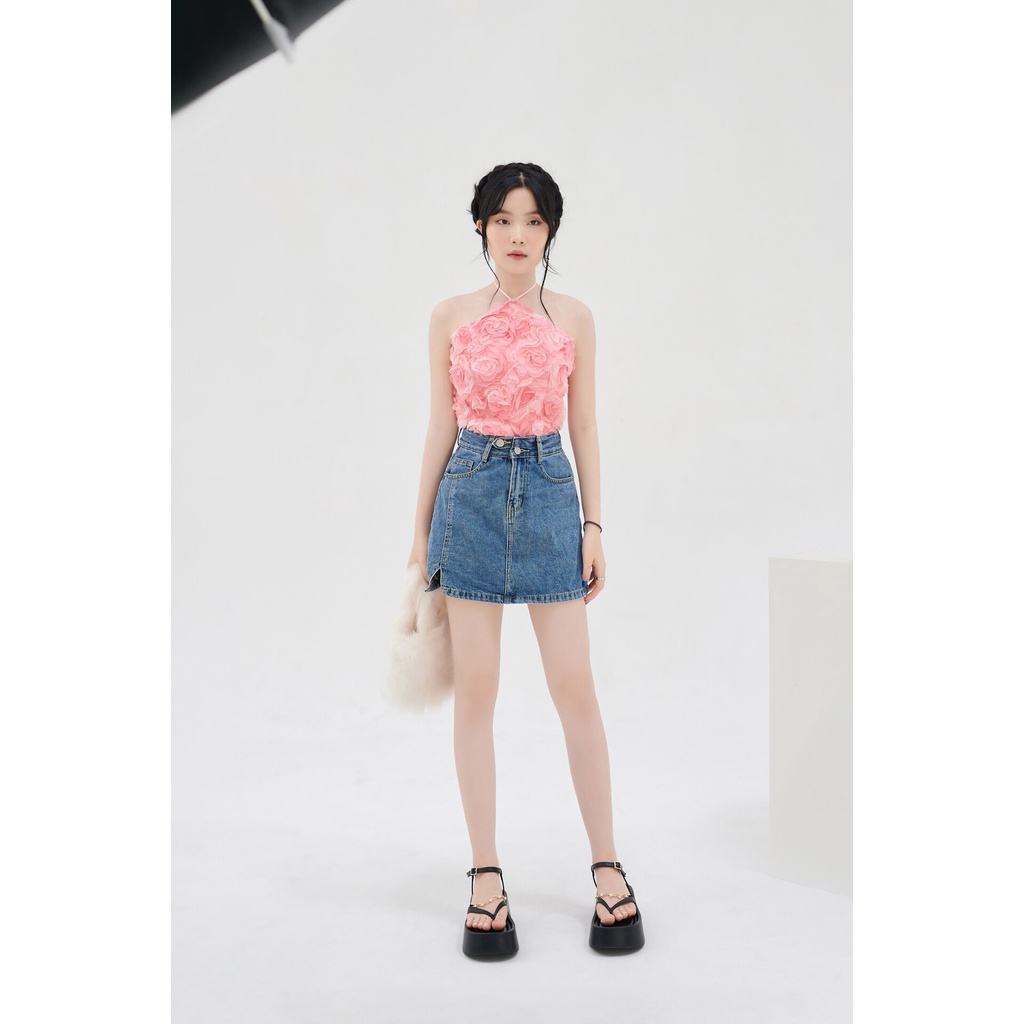 MYUNG - Áo hoa lưới cao cấp tay có thể tháo rời - ROSIE TOP