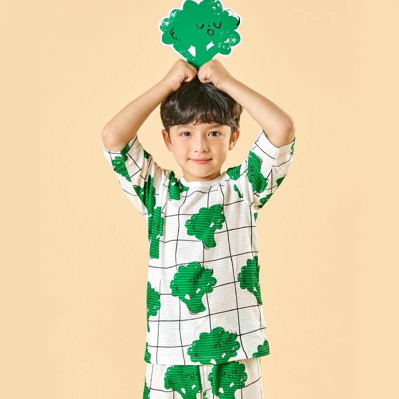 Đồ bộ lửng quần áo thun cotton giấy mặc nhà mùa hè cho bé trai Unifriend Hàn Quốc U2017