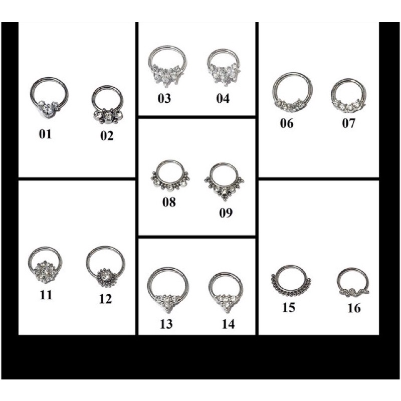 Khuyên bật khấc đính đá đeo tai/ septum/nipple