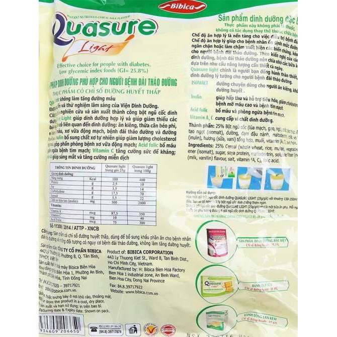 Bột ngũ cốc cho người bệnh tiểu đường và ăn kiêng - Bột ngũ cốc Quasure light túi 400g | BigBuy360 - bigbuy360.vn