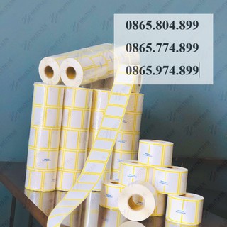 Tem decal nhiệt [khổ 40x60mmx30m-VÀNG] NHẬT HÀN in tem trà sữa, in mã vạch, in thông tin hàng hóa dán trực tiếp