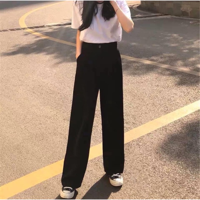 KHÓA GIỮA, Quần Học Sinh Nữ Ống Rộng, quần ống rộng nữ, Vải Tuyết Mưa, Có Big size 90KG, TUFA