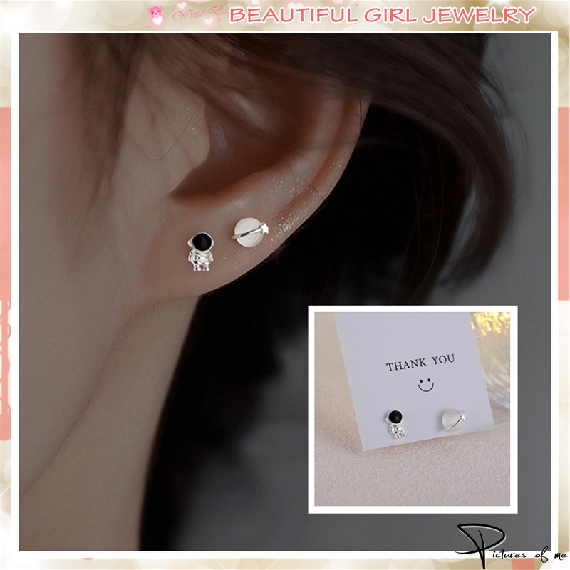 Bông Tai Mạ Bạc 925 Hình Phi Hành Gia Phong Cách Hàn Quốc Sang Trọng Cho Nữ