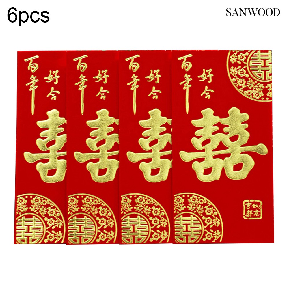 Set 6 Bao Lì Xì Màu Đỏ Mừng Năm Mới