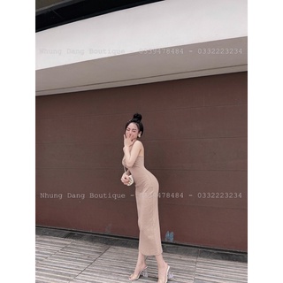 Váy Body Kẻ 2s Xẻ Gấu