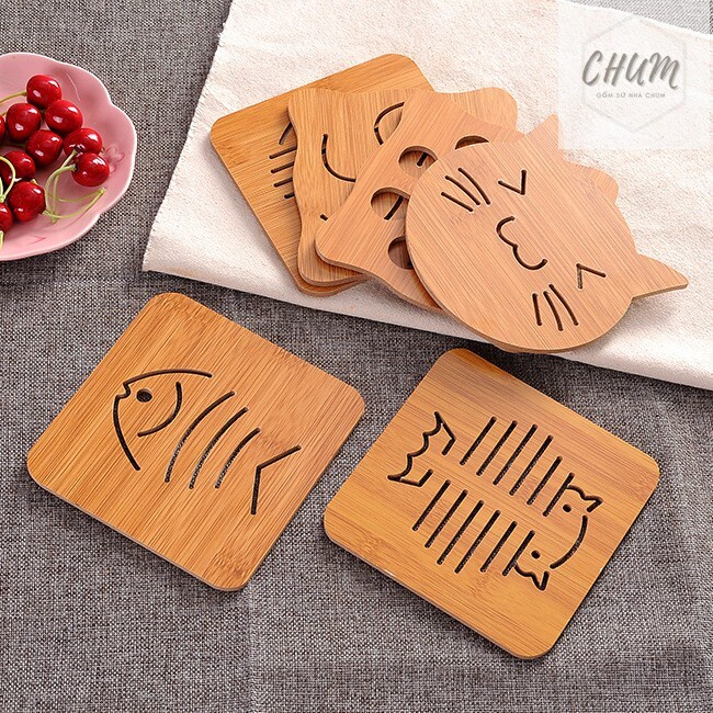 Miếng lót cốc, lót nồi bằng gỗ an toàn , đảm bảo vệ sinh   TE2