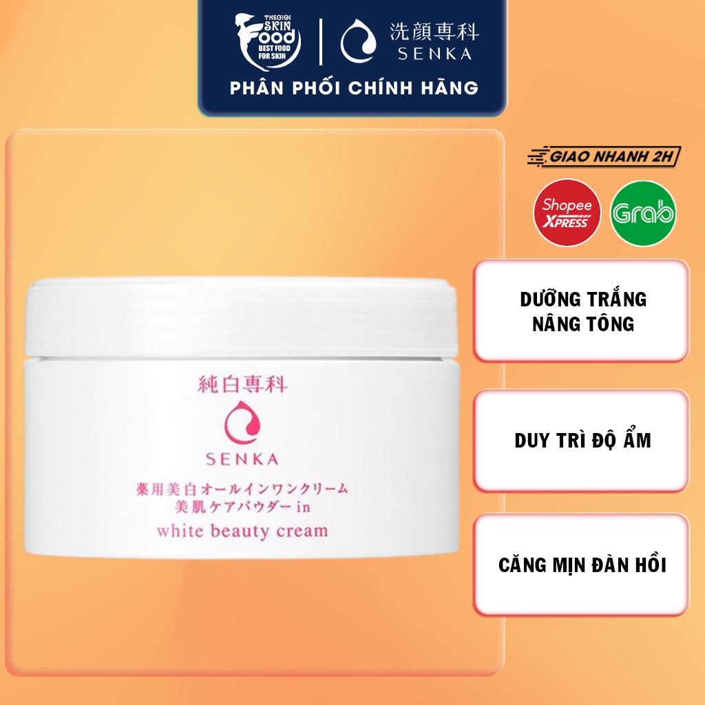 Kem Dưỡng Trắng Nâng Tông 3 Trong 1 Senka White Beauty Cream 100g