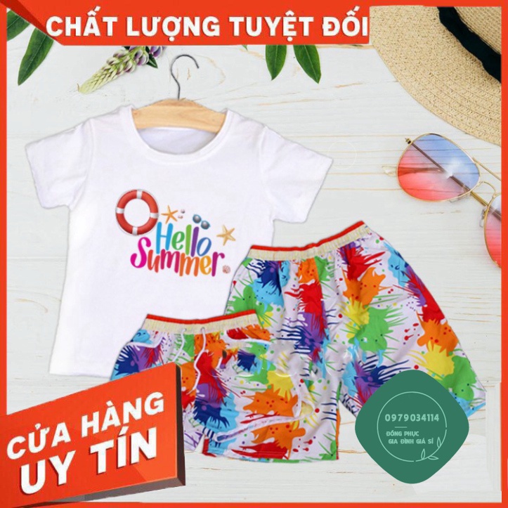 Đồ đi biển nam nữ Đồng phục gia đình đi biển nguyên set đủ size cho bé trai gái và big size DDB004T Áo thun giá sỉ