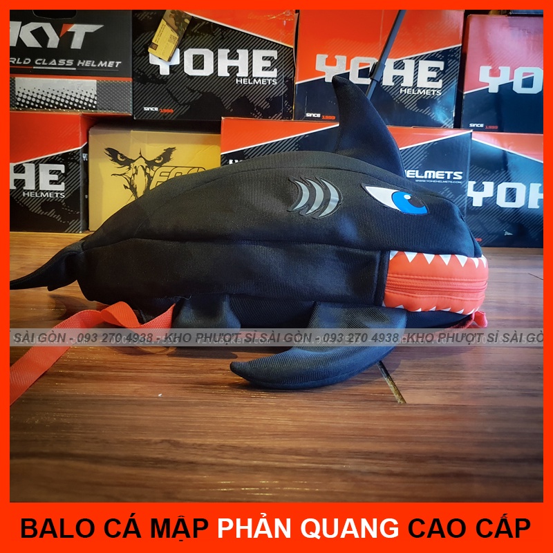 CHỌN MÀU - Balo đựng mũ mũ bảo hiểm Cá Mập PHẢN QUANG SWAT cao cấp - Balo cá mập SWAT phản quang đi phượt siêu cute