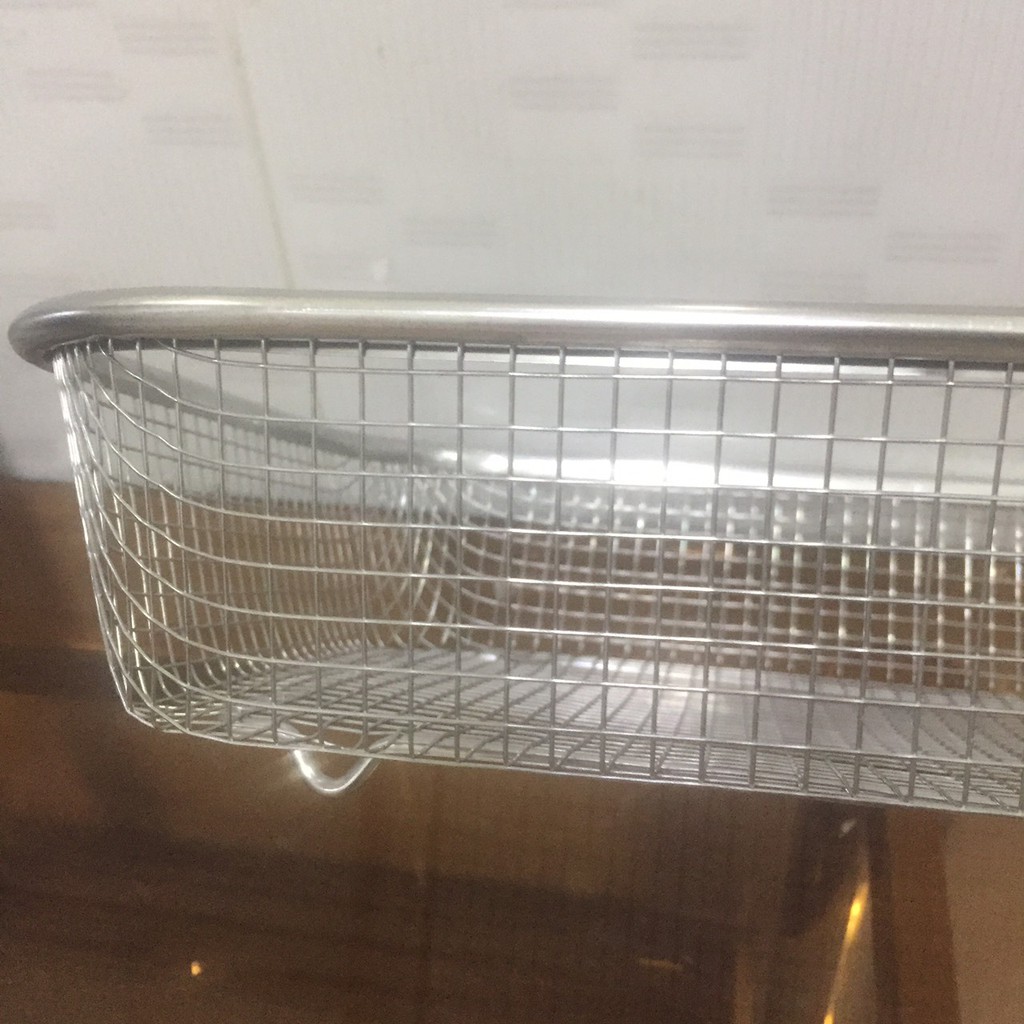 Rổ lưới bằng inox có đế đựng rau củ quả, đựng dụng cụ bền, sáng đẹp - kích thước 30cm - 22cm - 6cm