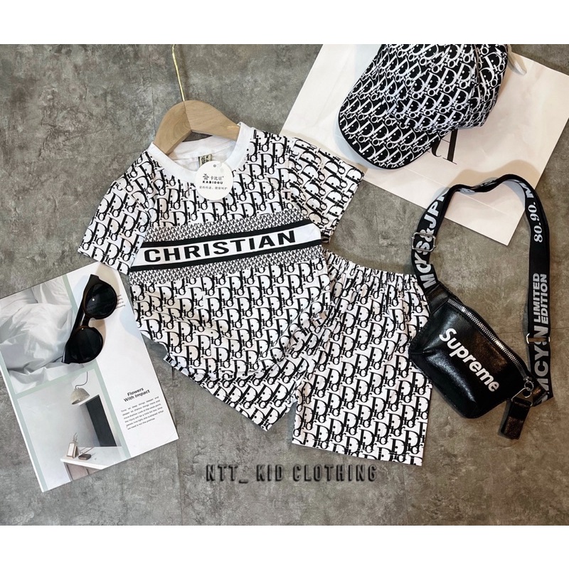 Bộ cộc tay bé trai,Dior sét 3 chi tiết