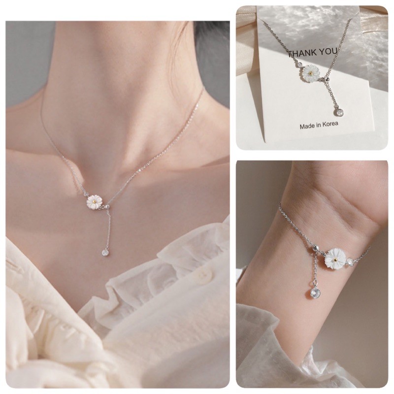 Dây chuyền -lắc tay cúc hoạ mi bạc 30%