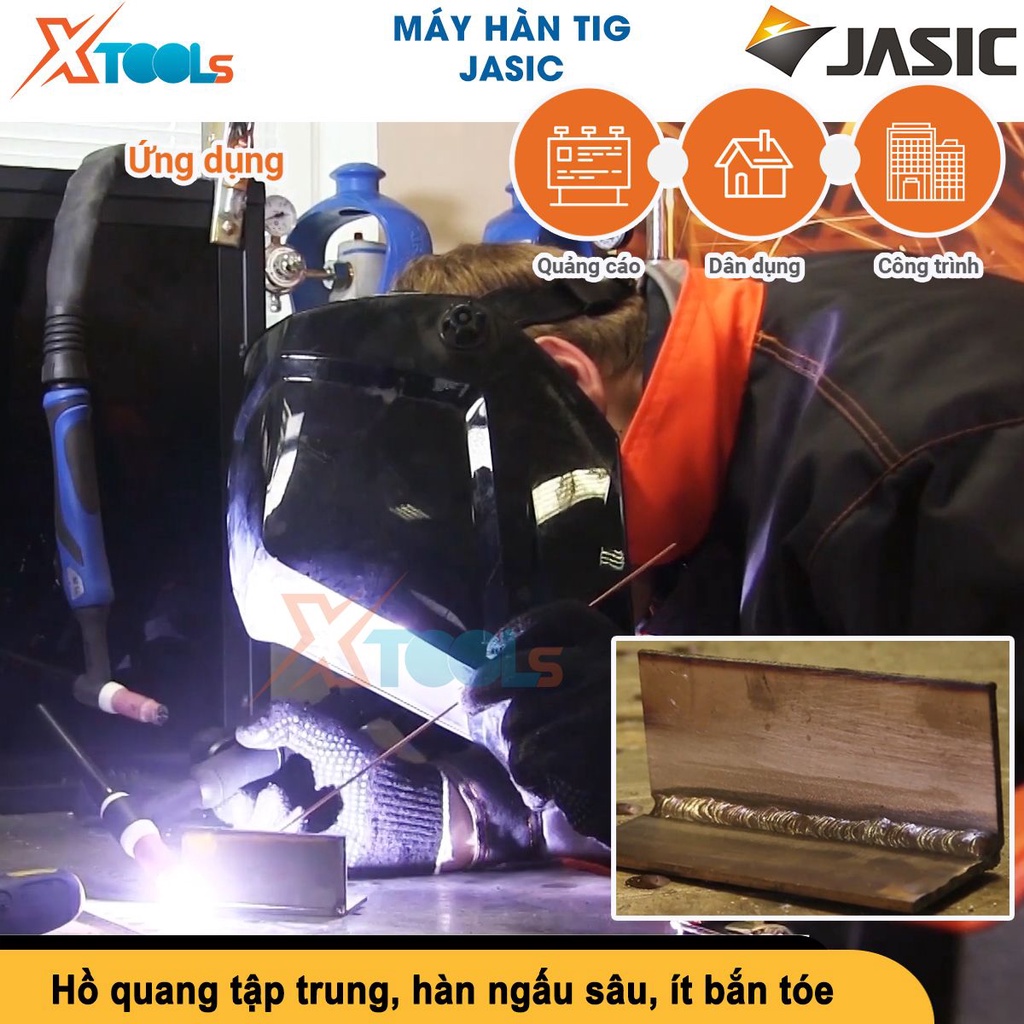 Máy hàn tig Jasic TIG 200S (W223) hàn tig và hàn que dòng hàn từ 10-200A/6.6 KVA, chống giật [CHÍNH HÃNG][XTOOLS]