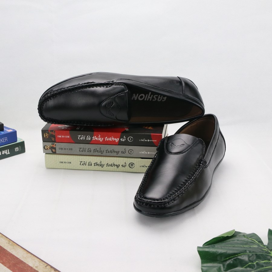 Giày lười nam da đen đế đen thân in hình DD314 Shop ĐỊCH ĐỊCH | WebRaoVat - webraovat.net.vn