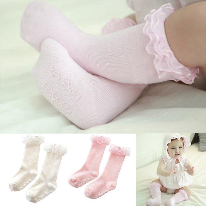 Vớ Cotton Dài Qua Gối Mềm Mại Màu Trơn Cho Bé Gái