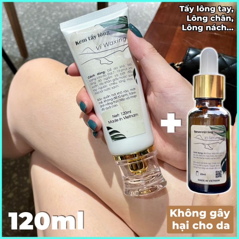 [Full Combo] 𝟭𝟰𝟬𝗺𝗹. Tẩy lông Vi Waxing + Serum: Tẩy lông chân, Tẩy lông tay, Tẩy lông Bikini, Tẩy lông nách. Dịu nhẹ