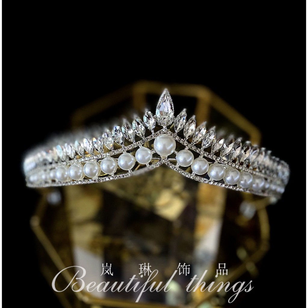 [HCM] Vương miện cô dâu mẫu mới T92020 chóp viền đá kèm hạt trai Giangpkc