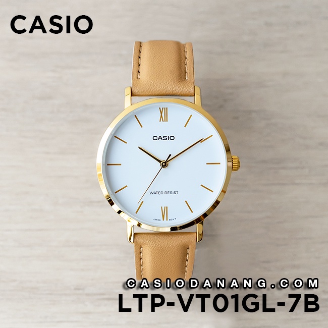 Đồng hồ nữ dây da Casio chính hãng Anh Khuê LTP-VT01GL-7BUDF (34mm)