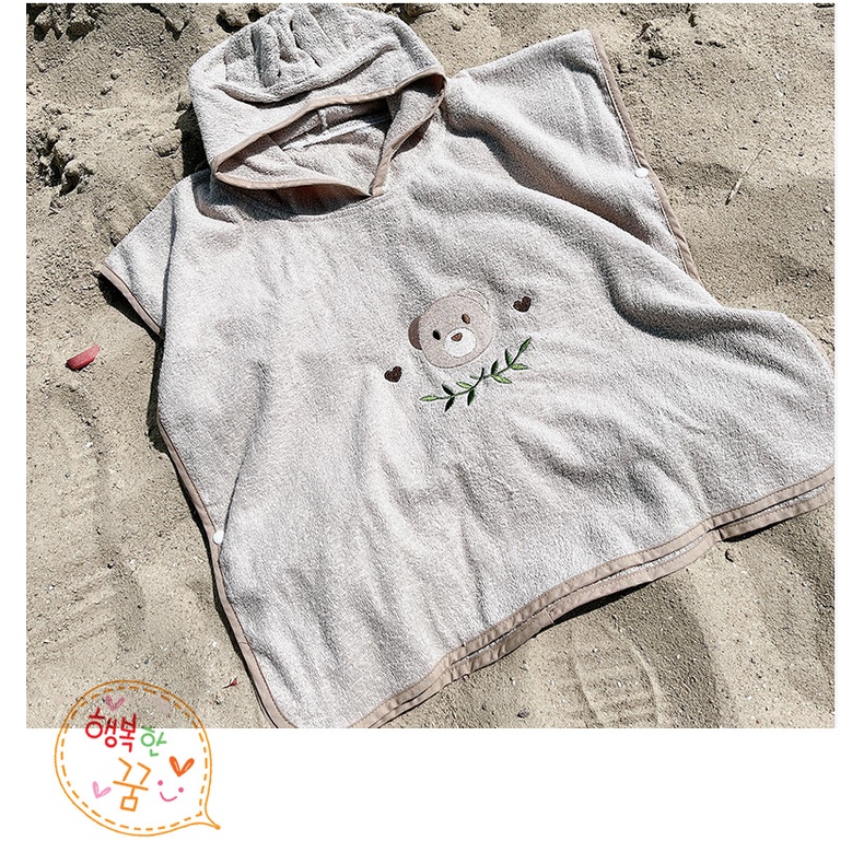 Khăn Choàng Tắm Có Mũ Vải Cotton Thấm Hút Tốt Dành Cho Bé