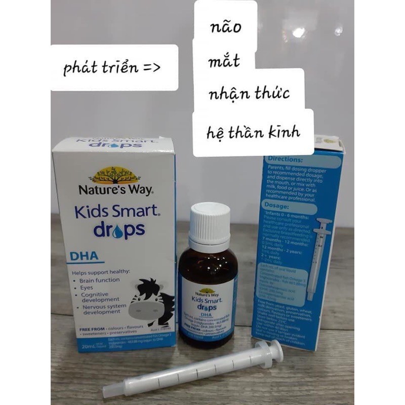 DHA dạng giọt Nature’s Way Kid Smart DHA Drops 20ml Úc,Thực phẩm chức năng ÚC dành cho bé