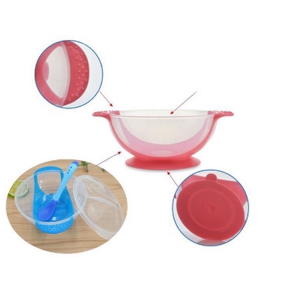 Bát Ăn Dặm Chống Đổ Kèm Thìa Báo Nóng Có Hộp Giấy Đựng
