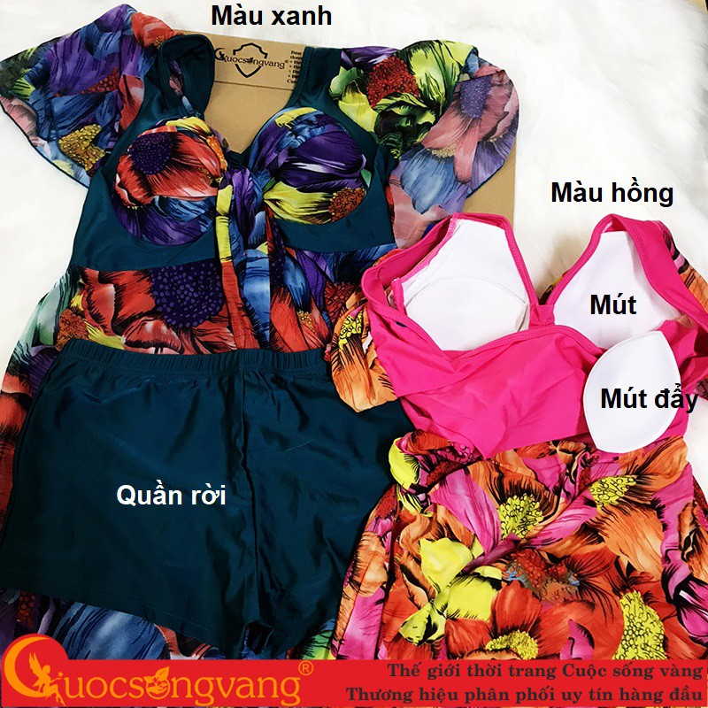 Váy bơi hai mảnh đồ đi biển nữ màu họa tiết GLSWIM013 Cuocsongvang