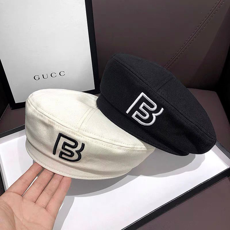 Korean Fashion Embroidered Lettering Beret Hat