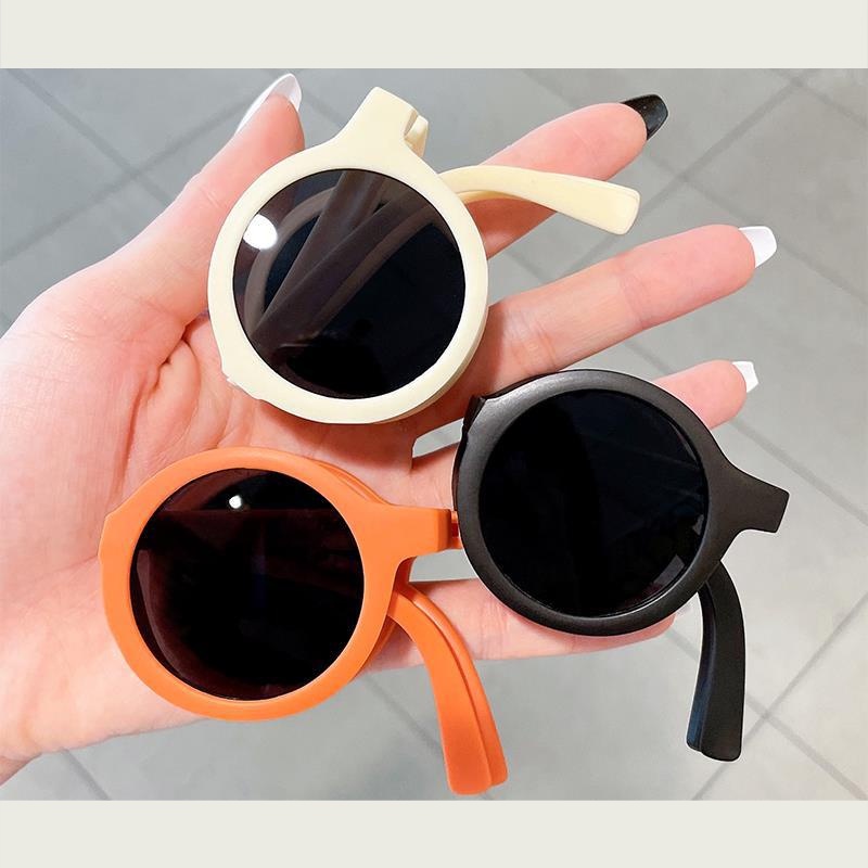 Kính mắt trẻ em tròn gấp gọn chống tia uv đa màu sắc kèm bao da tiện lợi + bao da nâu cho bé 3-6 tuổi JIMADO  P.274.NA