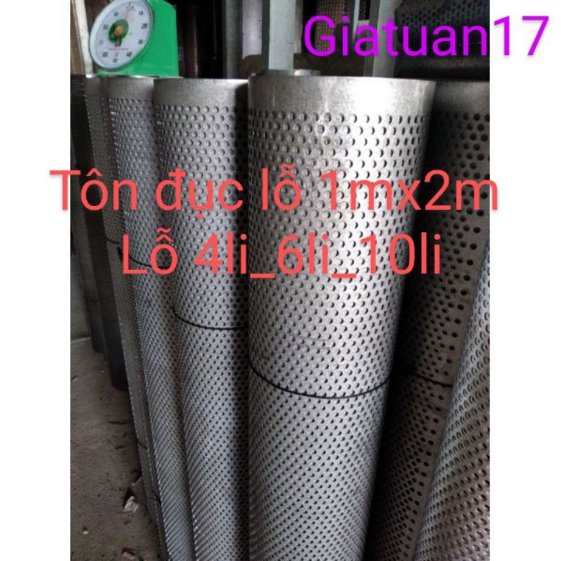 (tấm 1mx2m) Tấm tôn dầu đục lỗ, lưới ruồi lỗ 4,6,10 li dày 4.5zem sắt đen