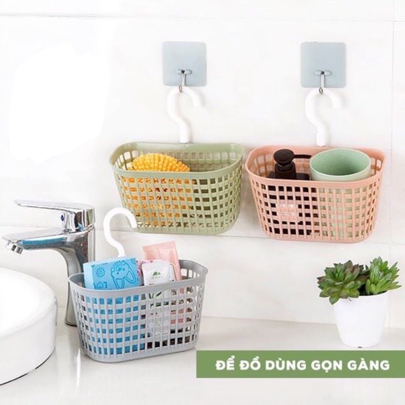 Giỏ Treo Đựng Đồ Nhà Tắm, Phòng Bếp Đa Năng, Rổ Treo Đồ Có Móc Nhựa Việt Nhật